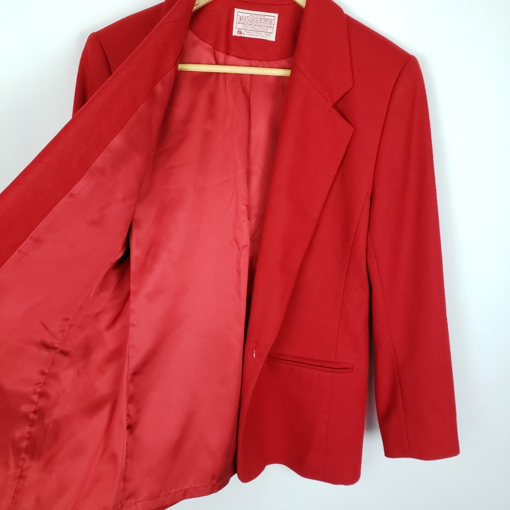 Pendleton Blazer Classic Red One Button Wool Blaz… - image 5